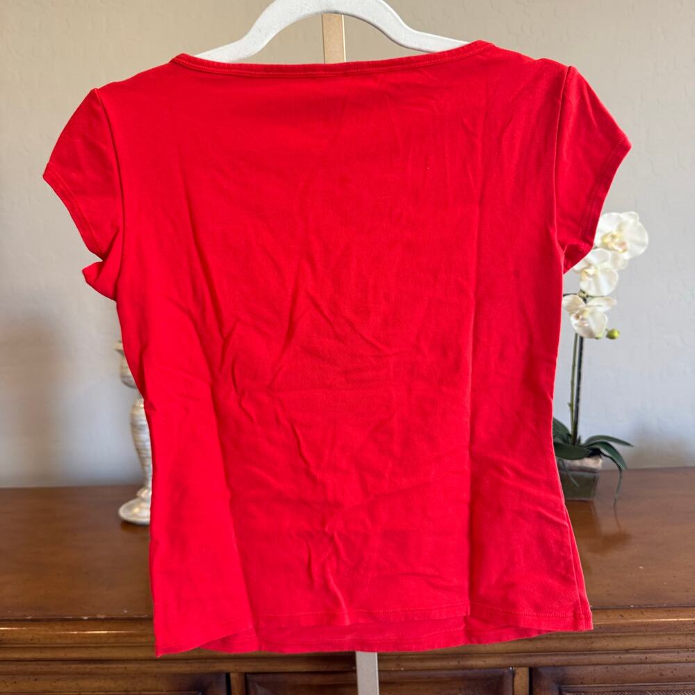 SKIMS Cotton Jersey Scoop Neck T Shirt Ruby Red Medium - Picture 6 of 7